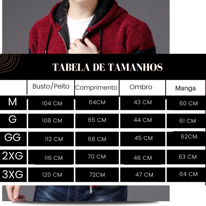 Casaco Sueter Masculino de Lã com Capuz