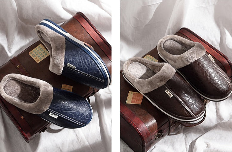 Chinelos Pantufas Masculinos em couro forrados