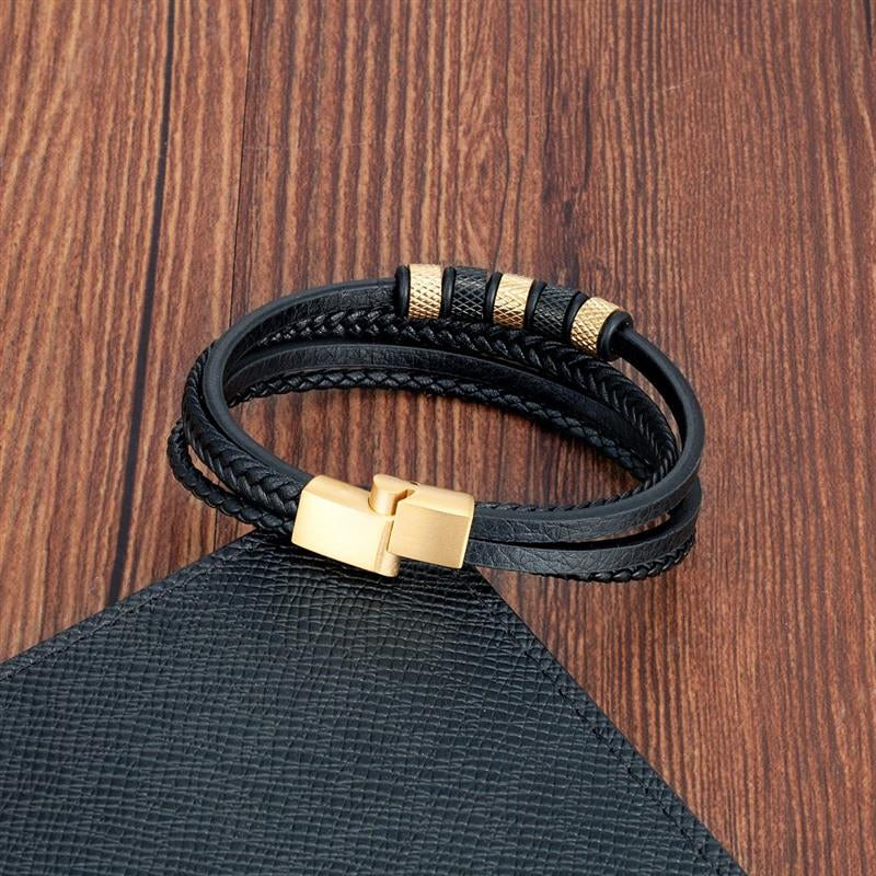 Pulseira masculina Phoenix de couro trançado