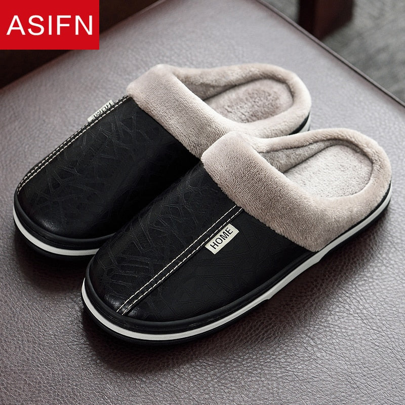 Chinelos Pantufas Masculinos em couro forrados