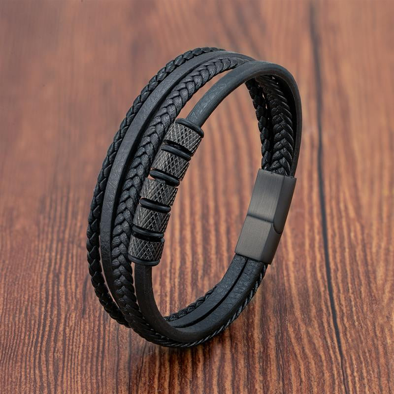 Pulseira masculina Phoenix de couro trançado