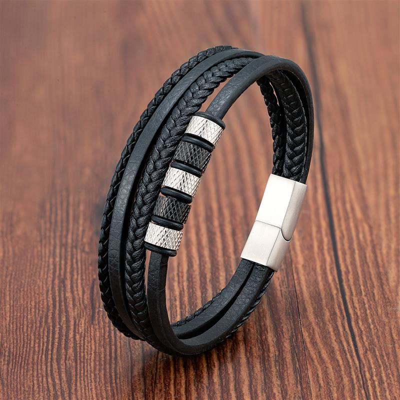 Pulseira masculina Phoenix de couro trançado