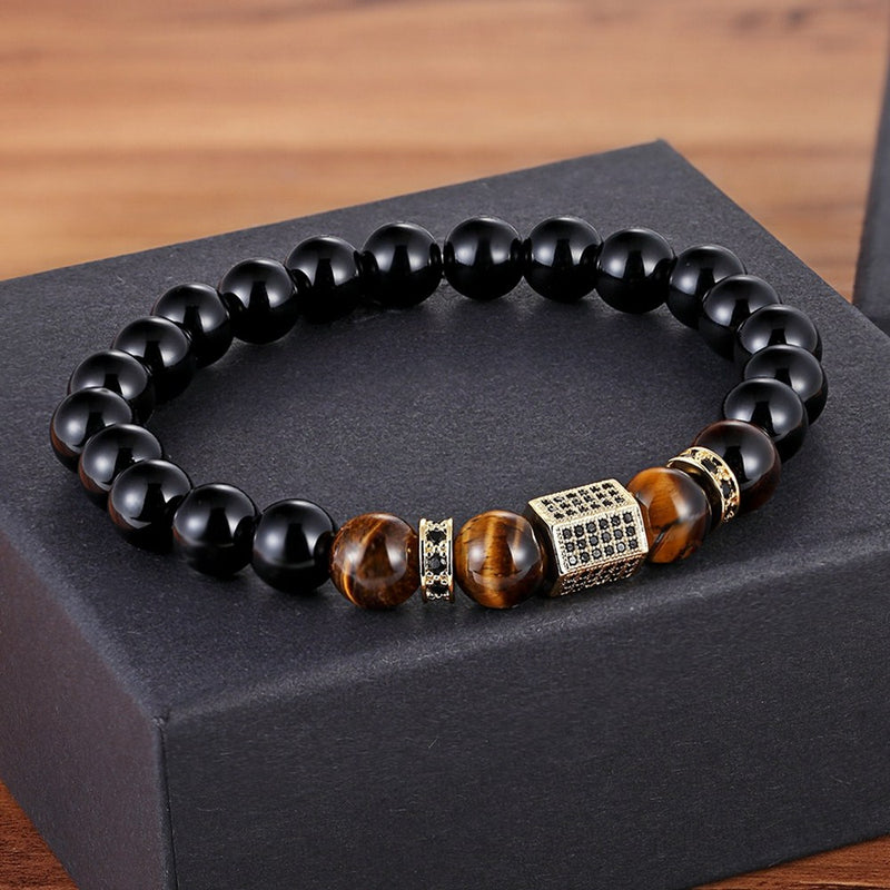 Pulseira de Pedra Ônix Fosca Masculina