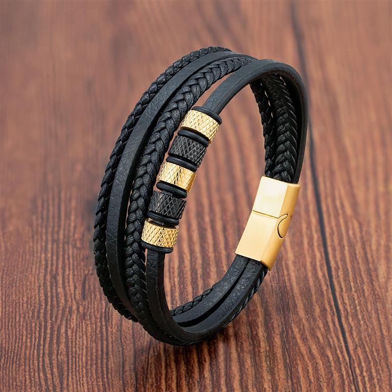 Pulseira masculina Phoenix de couro trançado