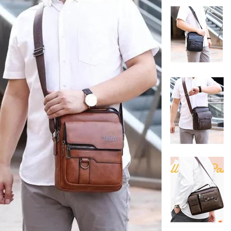Bolsa tiracolo masculina de couro à prova d'água