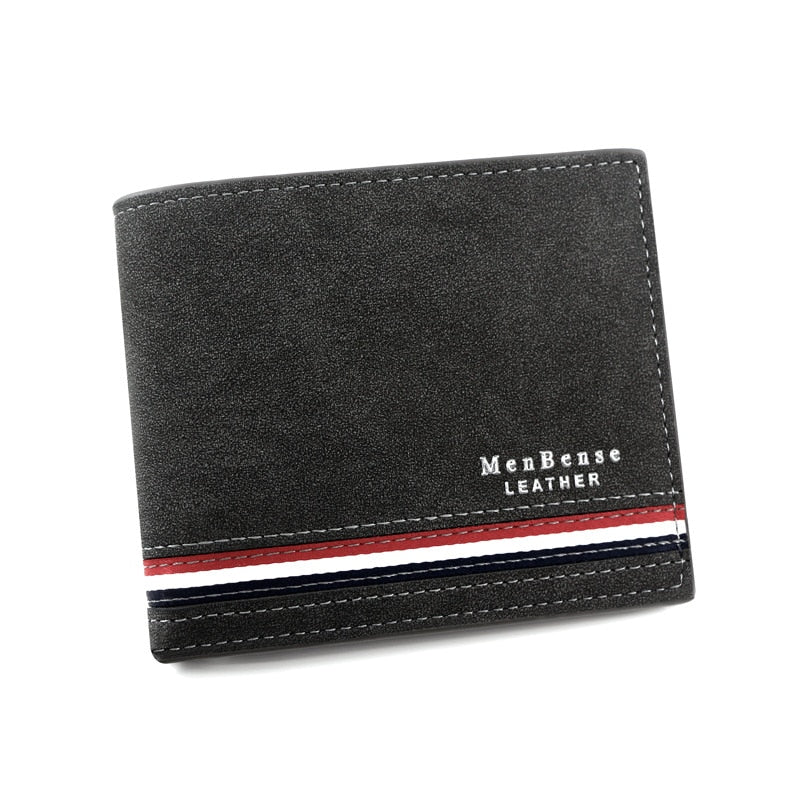 Carteira masculina de couro PU com zíper