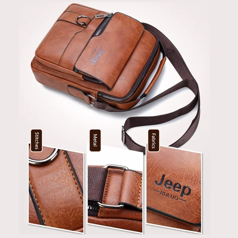 Bolsa tiracolo masculina de couro à prova d'água