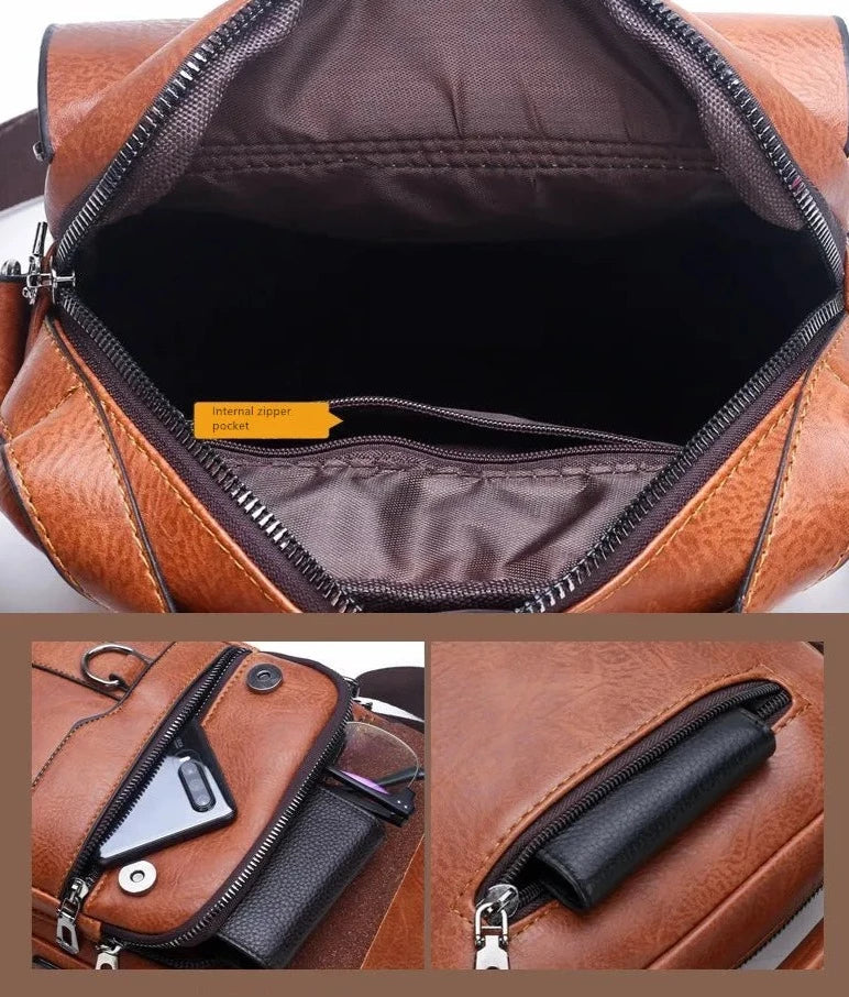 Bolsa tiracolo masculina de couro à prova d'água