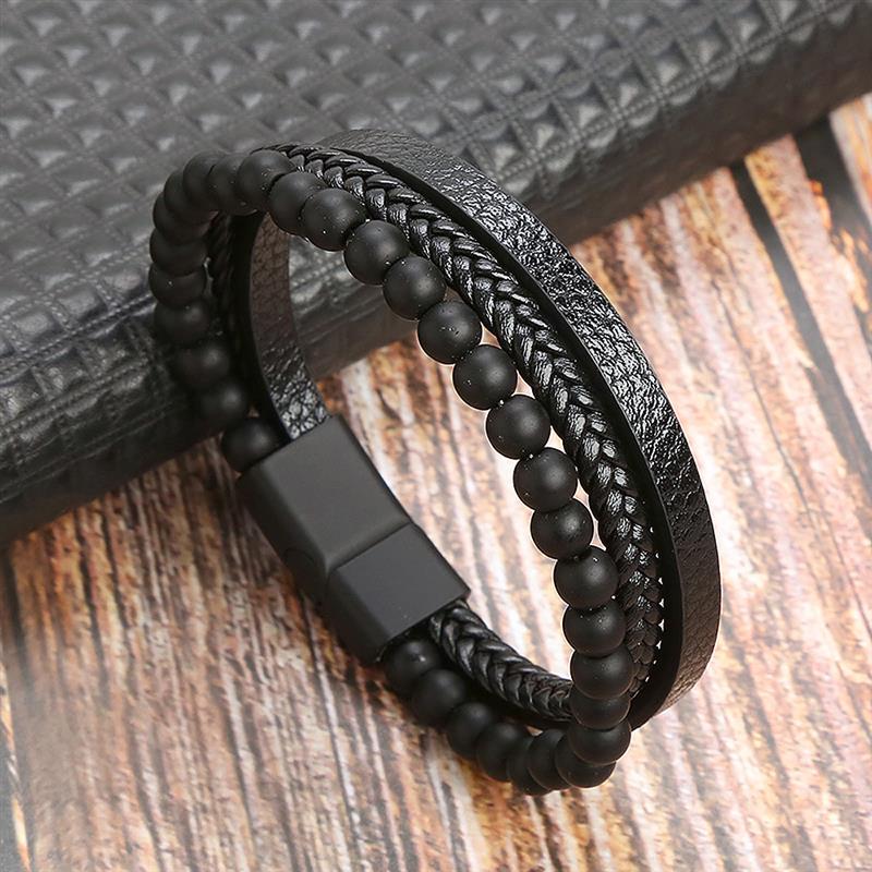 Pulseira masculina de couro