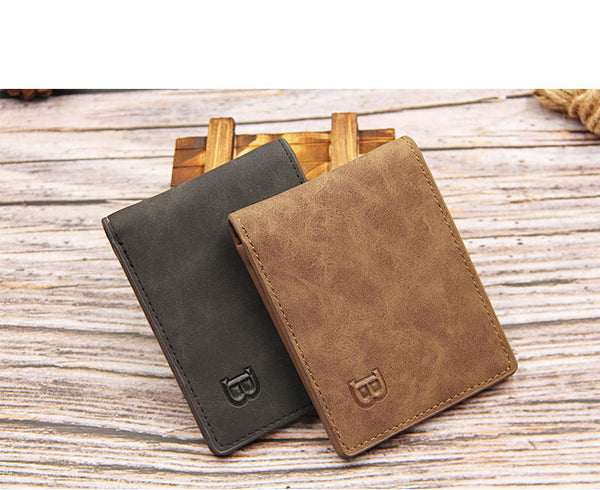 Carteira masculina de couro PU com zíper