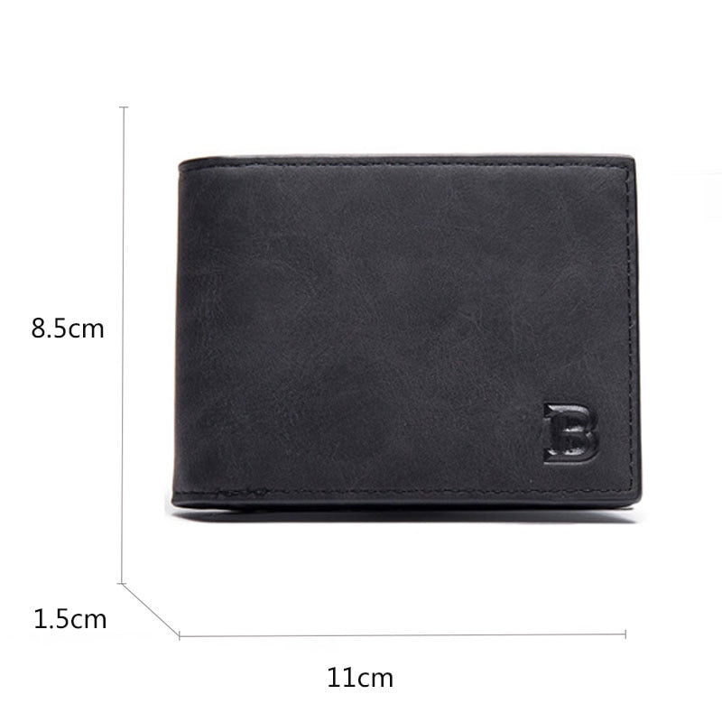 Carteira masculina de couro PU com zíper
