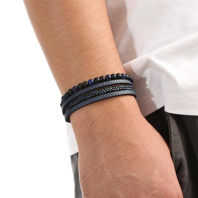 Pulseira masculina de couro