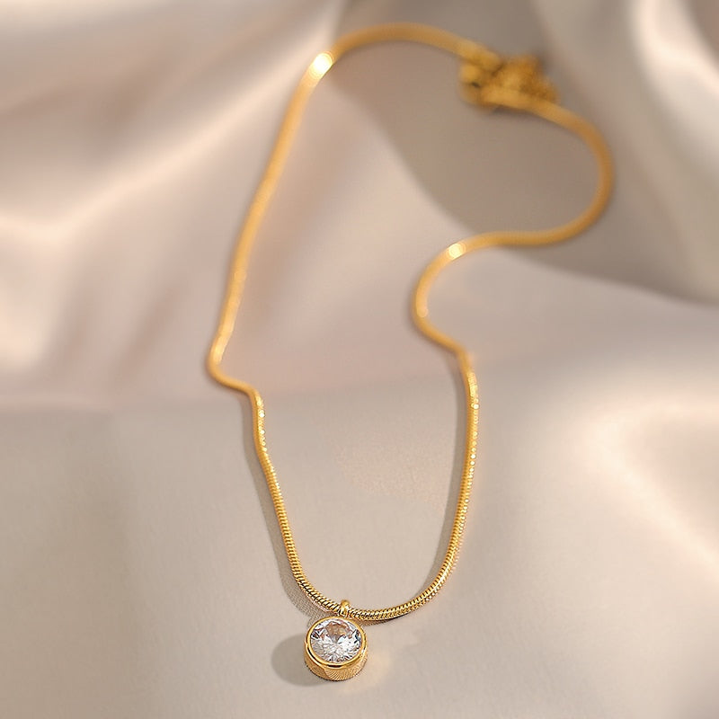 Colar Golden Shine de Zircão semijoia