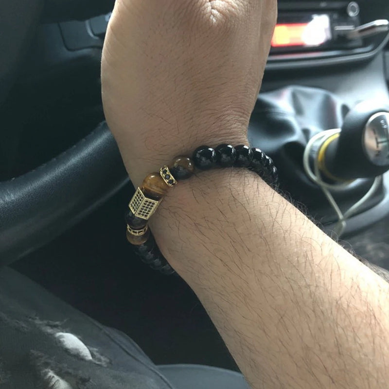 Pulseira de Pedra Ônix Fosca Masculina