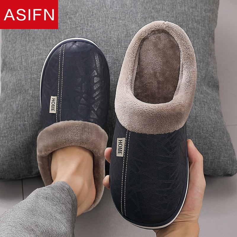 Chinelos Pantufas Masculinos em couro forrados